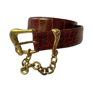 Vintage BARRY KIESELSTEIN-CORD Brown Genuine Alligator Belt 26-28 X Small